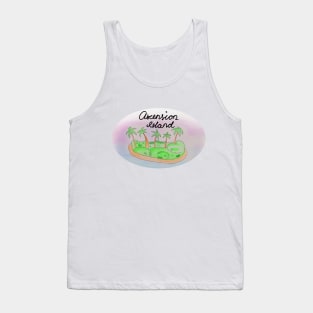 Ascension Island watercolor Island travel, beach, sea and palm trees. Holidays and rest, summer and relaxation Tank Top